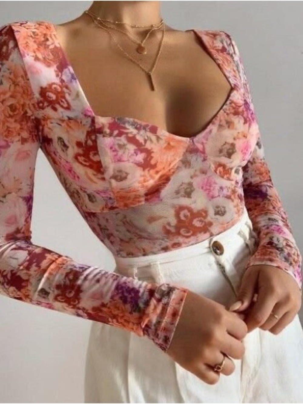 Showpo Eyes On You Crop Top in Atomic Tangerine Floral